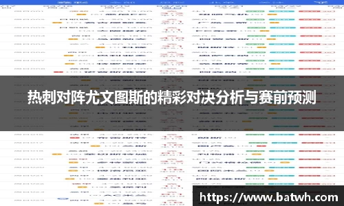 热刺对阵尤文图斯的精彩对决分析与赛前预测